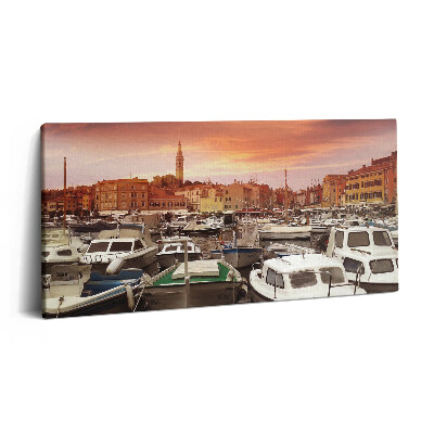 Obraz na plátně 140x70 Molo s loděmi v Chorvatsku