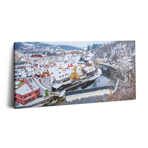 Obraz na plátně 140x70 Panorama Krumlova v zimě