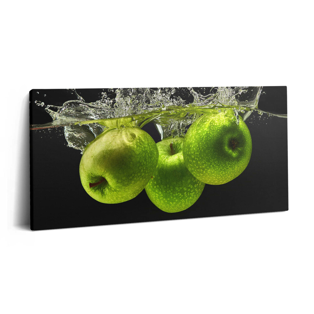 Obraz canvas 140x70 cm Zelená jablka ve vodě