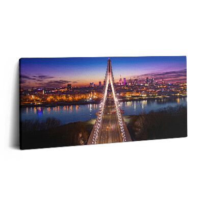 Obraz z fotografie na plátně 140x70 cm Most a město večer