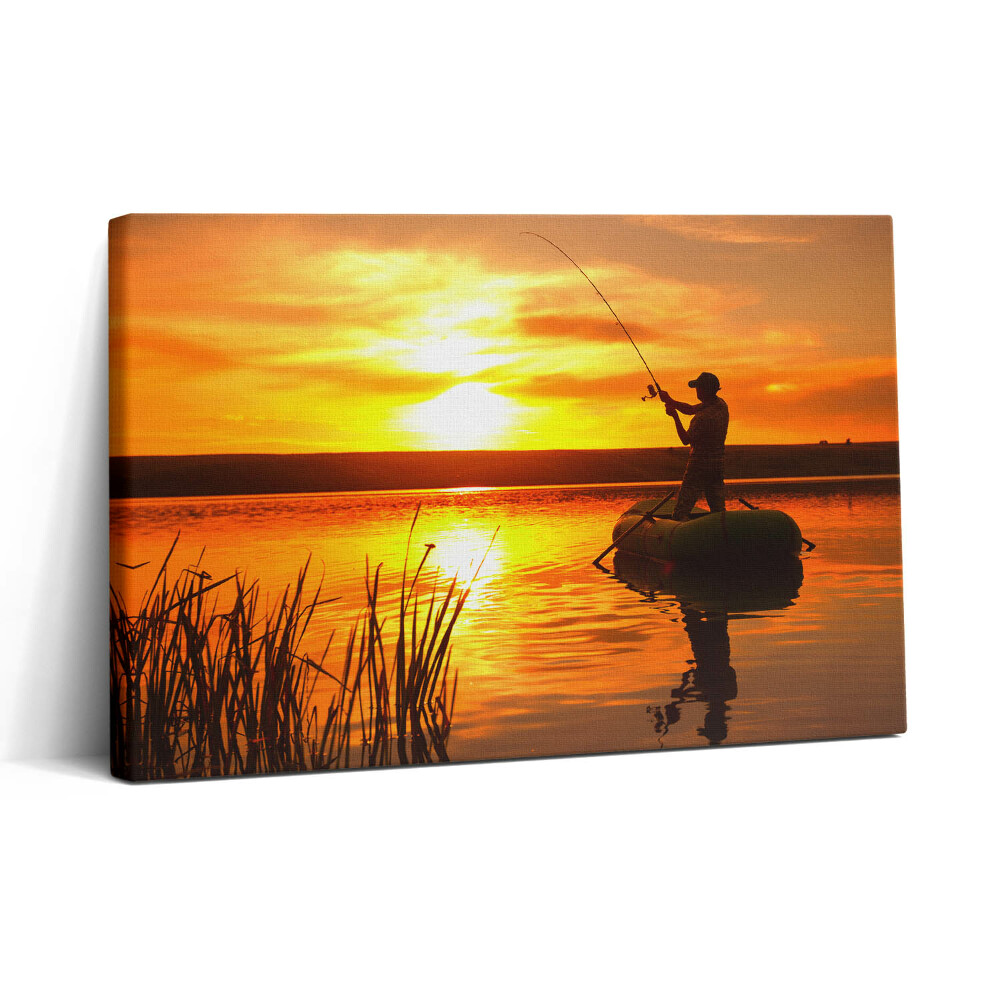 Obraz na plátně 30x20 Rybář a západ slunce