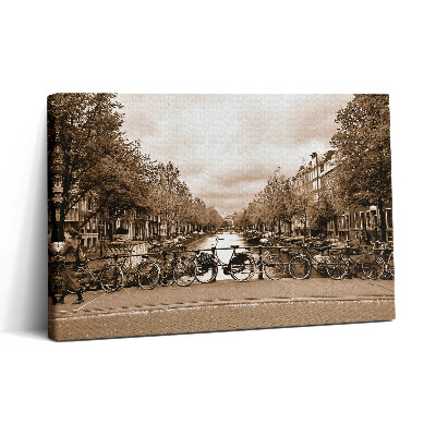 Obraz na plátně 30x20 Pohled na Amsterdam na kole
