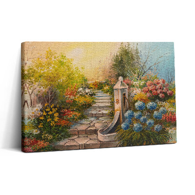 Obraz na plátně 30x20 Olejová kompozice - kamenné schody v lese