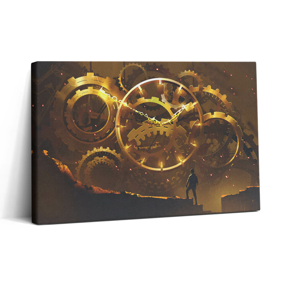 Obraz na plátně 30x20 Ilustrace zlatého hodinového stroje