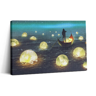 Obraz na plátně 30x20 Ilustrace lodí a měsíce