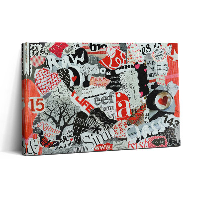 Obraz z fotografie na plátně 30x20 Moodboard se srdíčky