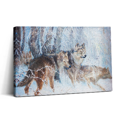 Obraz canvas 30x20 Kresba vlků v lese