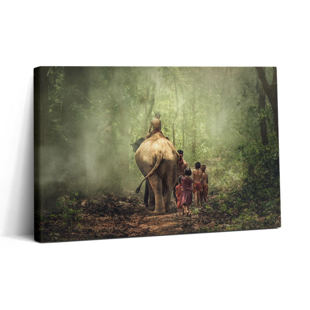 Obraz canvas 30x20 Děti a slon