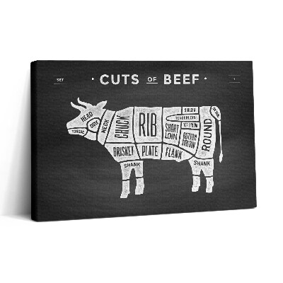 Obraz canvas 30x20 Plakát s krávou - hovězí řezník