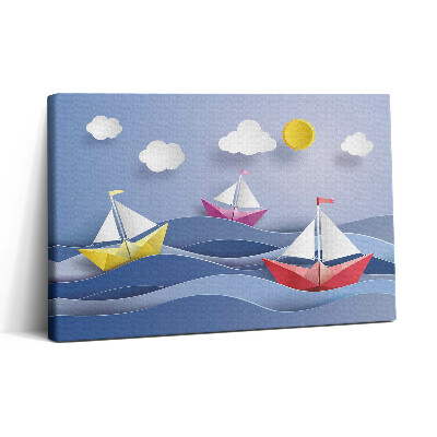 Obraz canvas 30x20 Barevné origami plachetnice