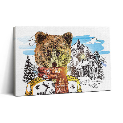 Obraz canvas 30x20 Medvěd v šále