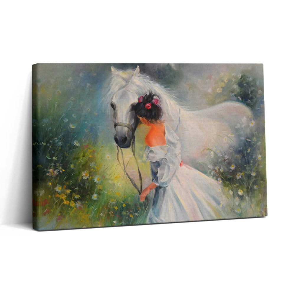 Obraz canvas 30x20 Krásná žena s koněm