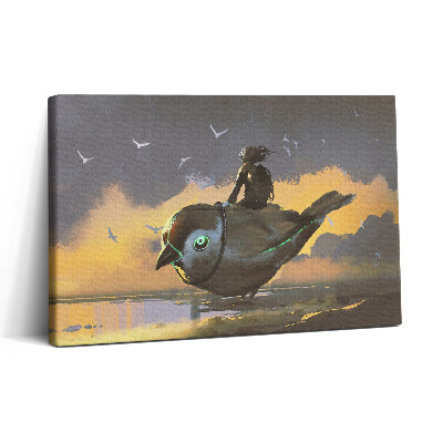 Obraz canvas 30x20 Dívka sedící na ptáku