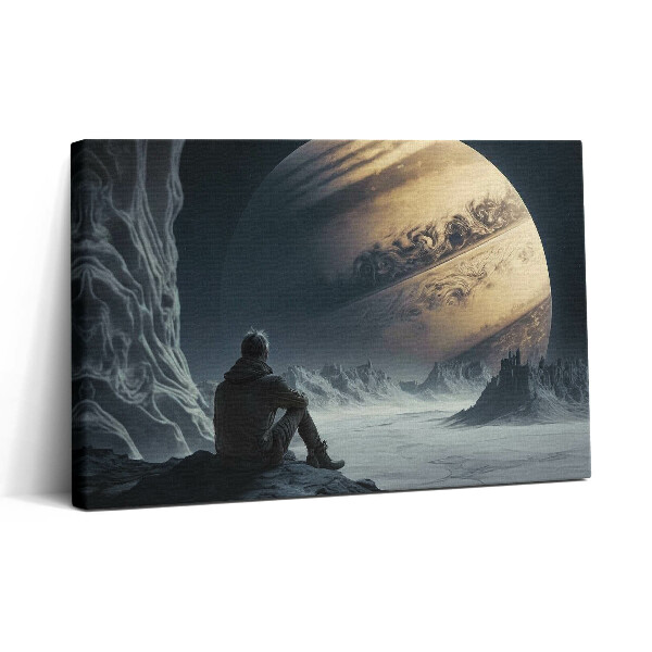 Obraz canvas 30x20 Člověk ve vesmíru a na planetě