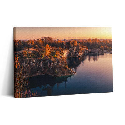 Obraz canvas 30x20 Krakovské jezero Zakrzówek na podzim