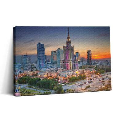 Obraz na plátně 30x20 Panorama západu slunce ve Varšavě