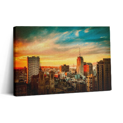 Obraz canvas 30x20 Letecký pohled na město za úsvitu