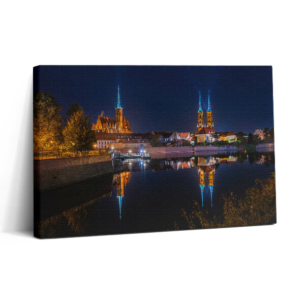 Obraz canvas 30x20 Vratislavská katedrála v noci