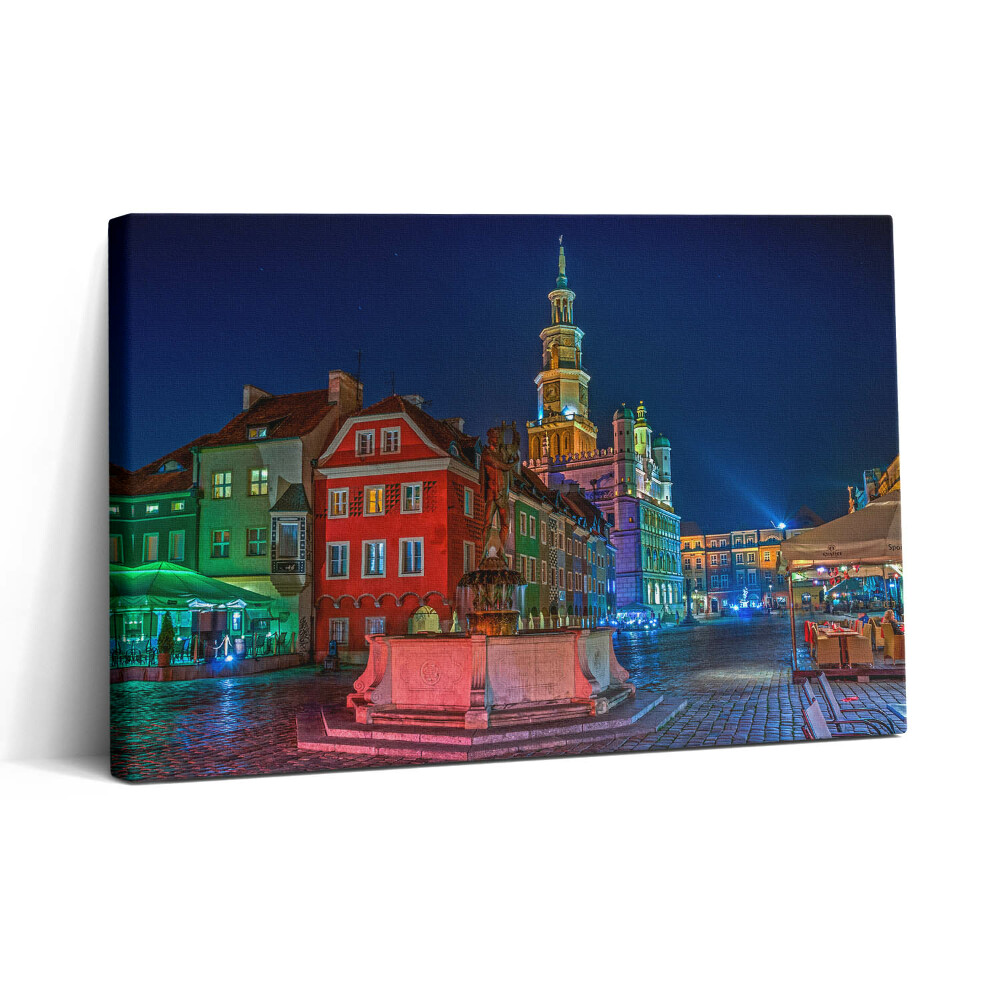Obraz canvas 30x20 Náměstí v noční Poznani