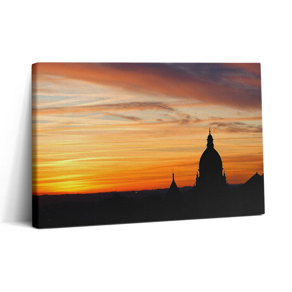 Obraz canvas 30x20 Budova při západu slunce
