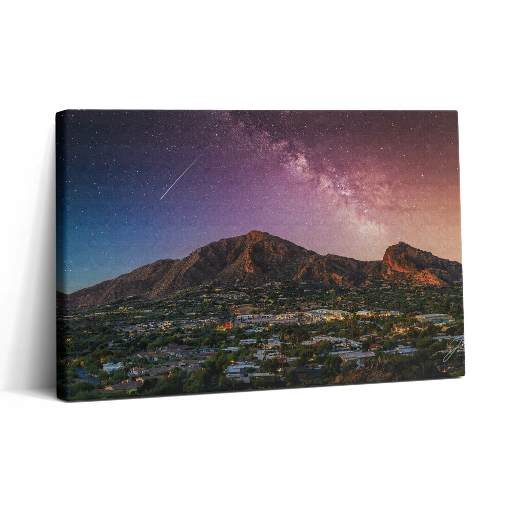 Obraz canvas 30x20 Hory s galaxií na obloze