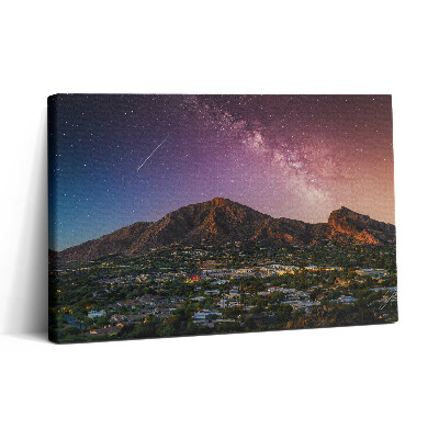 Obraz canvas 30x20 Hory s galaxií na obloze