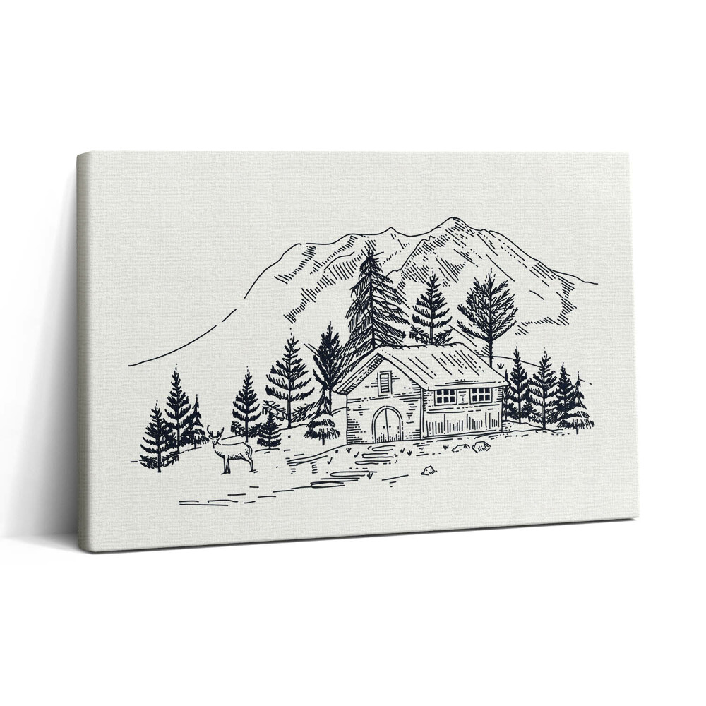 Obraz na plátně 30x20 Kresba horské chaty