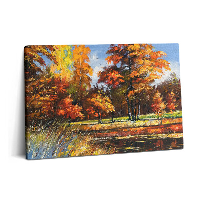 Obraz canvas 60x40 cm Malovaný podzim a řeka