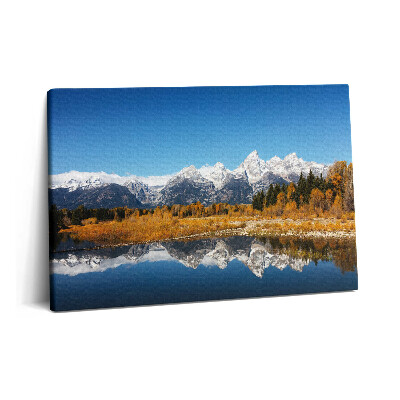 Obraz canvas 60x40 cm Horské jezero a podzimní stromy