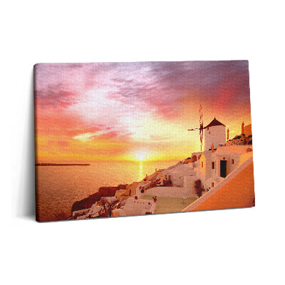 Obraz canvas 60x40 cm Santorini se starým větrným mlýnem