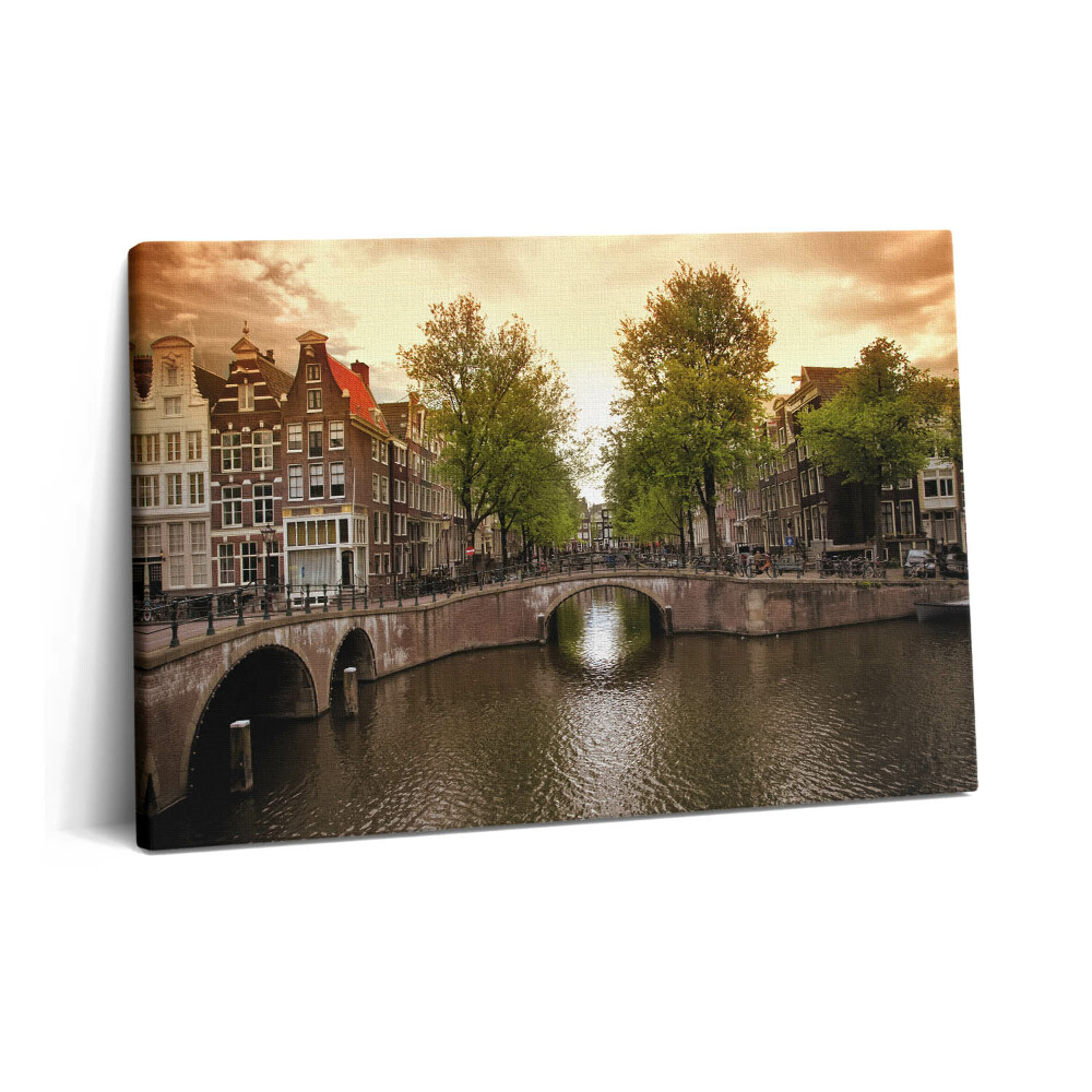 Obraz na plátně 60x40 cm Amsterdamské kanály ve městě