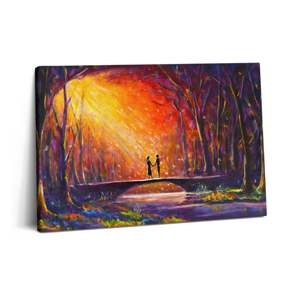 Obraz z fotografie na plátně 60x40 cm Zamilovaný pár malovaný akvarelem