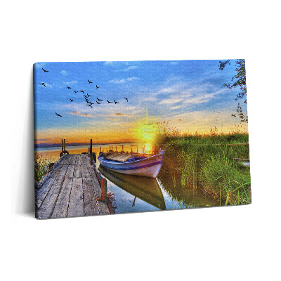 Obraz z fotografie na plátně 60x40 cm Pohled na jezero a západ slunce