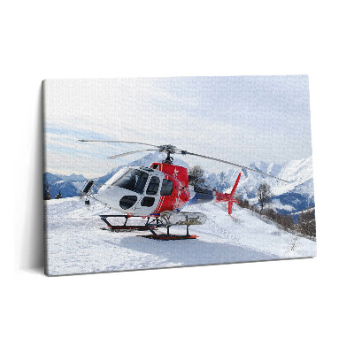 Obraz canvas 60x40 cm Vrtulník na zasněžené hoře
