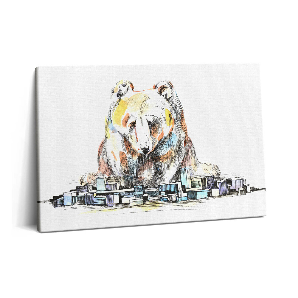 Obraz na plátně 60x40 cm Medvěd a abstraktní město