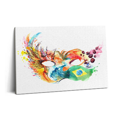 Obraz canvas 60x40 cm Brazilská kultura a vlajka s maskou