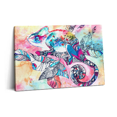 Obraz z fotografie na plátně 60x40 cm Chameleon na větvi