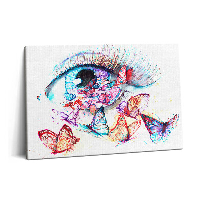 Obraz canvas 60x40 cm Barevné malované oči a motýli