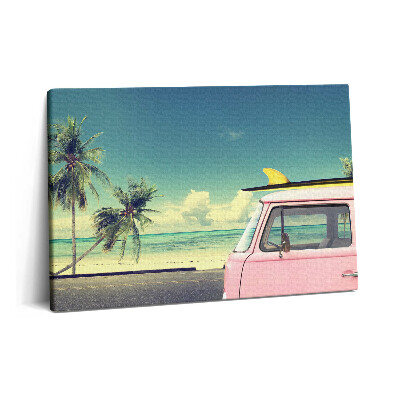 Obraz canvas 60x40 cm Auto se surfovacím prknem