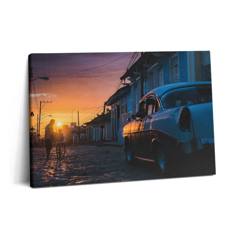 Obraz z fotografie na plátně 60x40 cm Západ slunce a staré auto