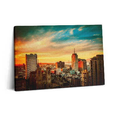 Obraz na plátně 60x40 cm Letecký pohled na město za úsvitu