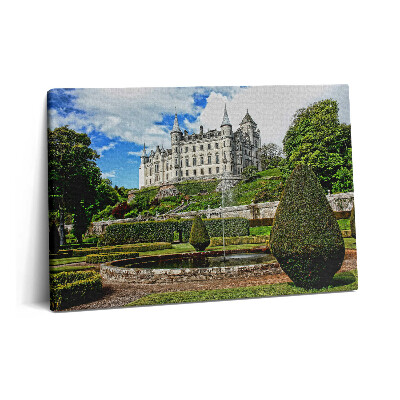 Obraz z fotografie na plátně 60x40 cm Hrad a zahrada ve Skotsku