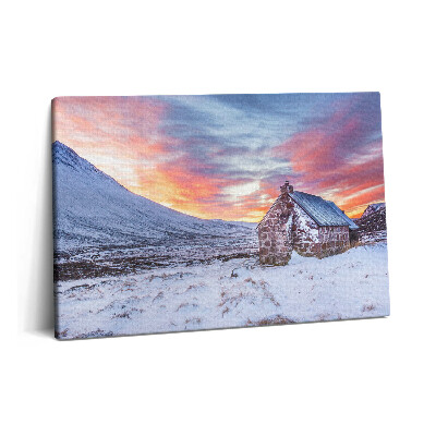 Obraz canvas 60x40 cm Chata v zasněžených horách