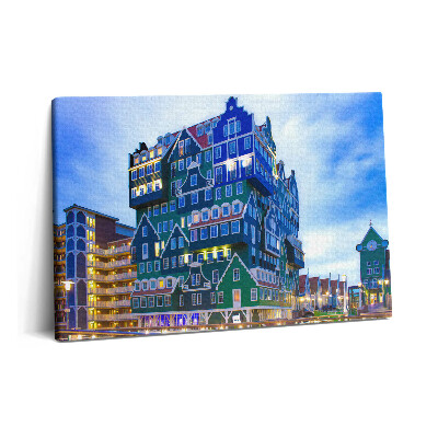 Obraz z fotografie na plátně 60x40 cm Barevný dům v Amsterdamu