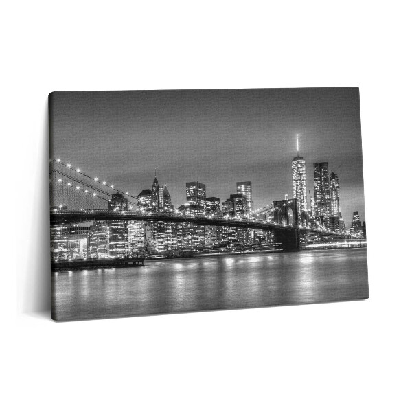 Obraz z fotografie na plátně 60x40 cm Brooklynský most v New Yorku v noci