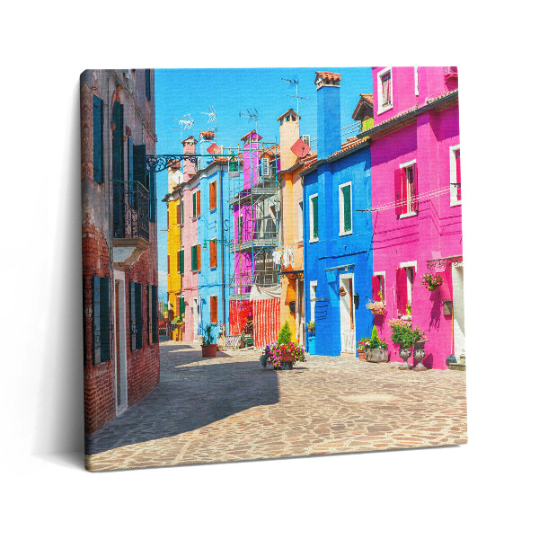 Obraz z fotografie na plátně 60x60 cm Pestrá čtvrť ostrova Burano