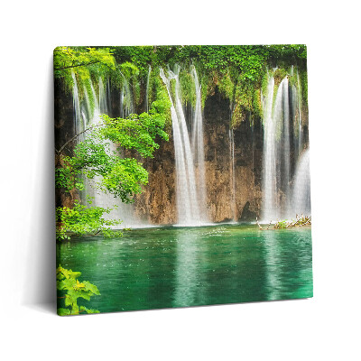 Obraz canvas 60x60 cm Příroda - vodopád a jezerní vegetace