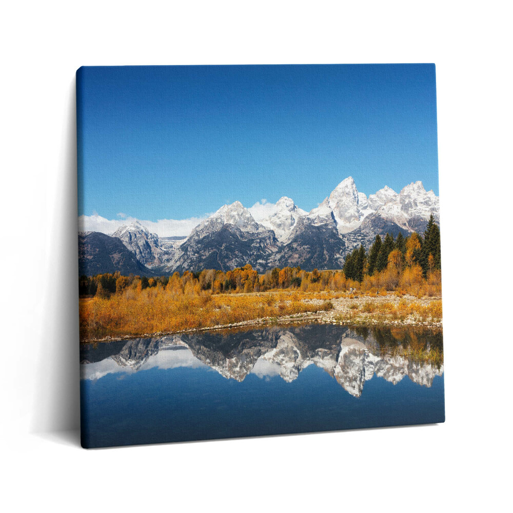 Obraz canvas 60x60 cm Horské jezero a podzimní stromy