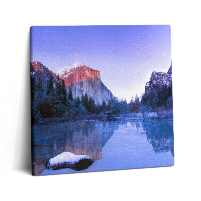 Obraz canvas 60x60 cm Zimní krajina jezera