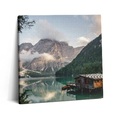 Obraz na plátně 60x60 cm Horský dům u jezera